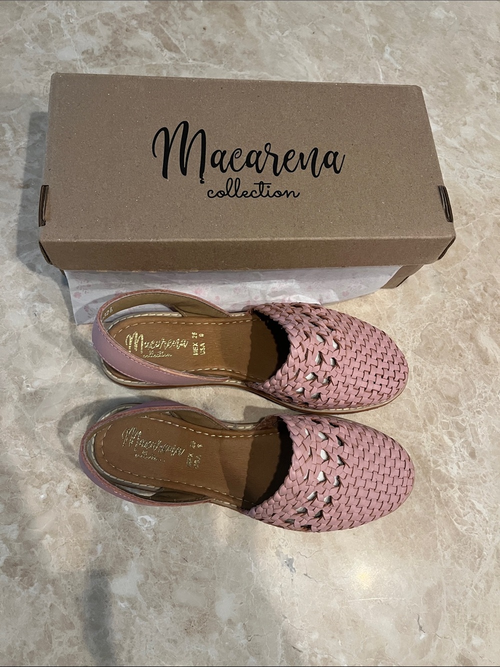 Macarena Collection Pink Woven Slingback Mules